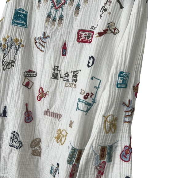 NWOT Johnny Was Rondo Blouse Americana Embroidered Blouse Top White size M - Picture 2 of 4